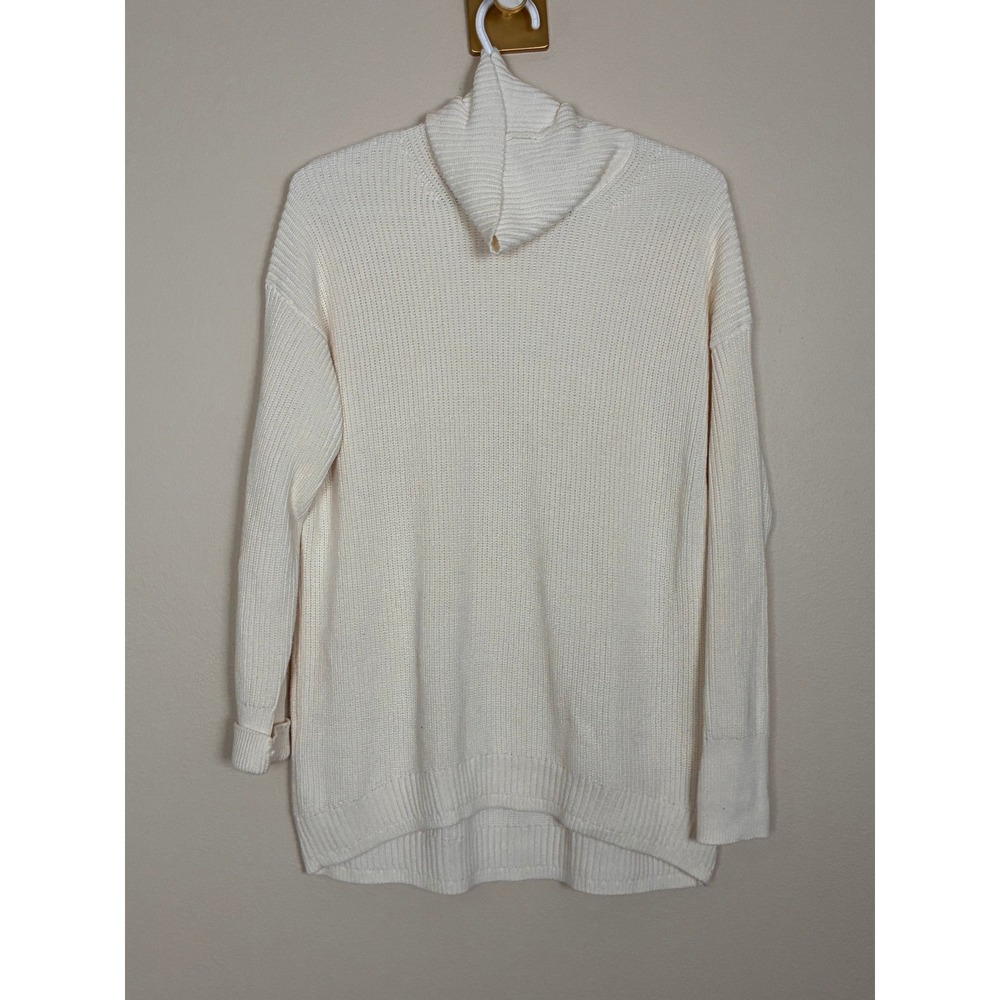 J.Crew Womens Cream Shaker Stitch Turtleneck Sweater Relaxed Fit Pullover Size S